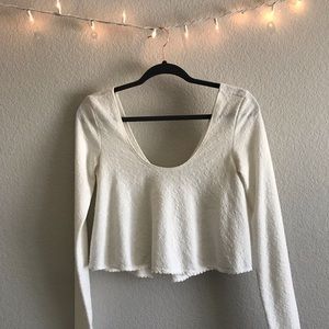 white cropped long sleeve - urban outfitters